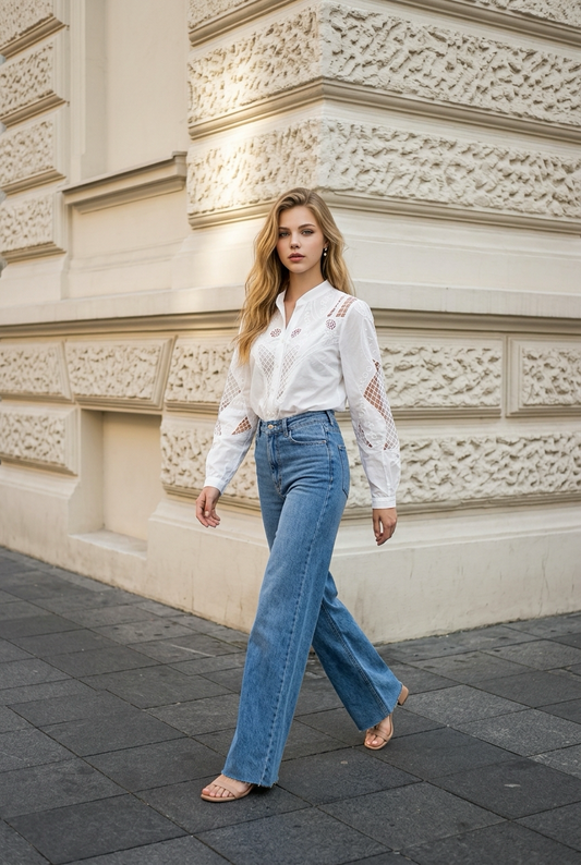 Camisa Blanc Élégance Brodée